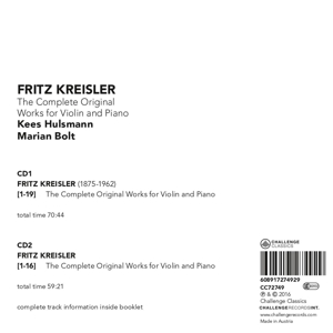 Kreisler: Complete original works for violin and piano - Afbeelding 2